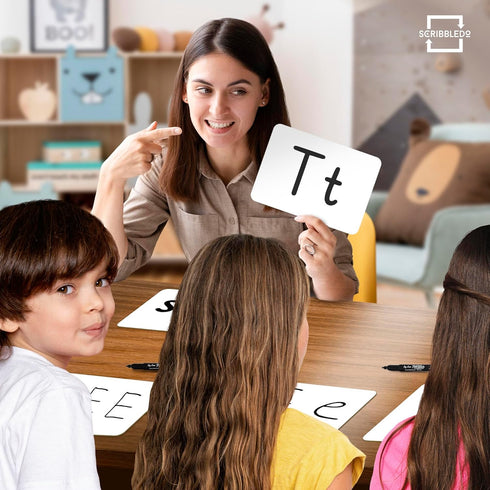 Scribbledo Set of 5 Small White Board Dry Erase Boards Classroom Pack Mini White Boards 5"x7” Double Sided Personal Whiteboards for Students Teach...