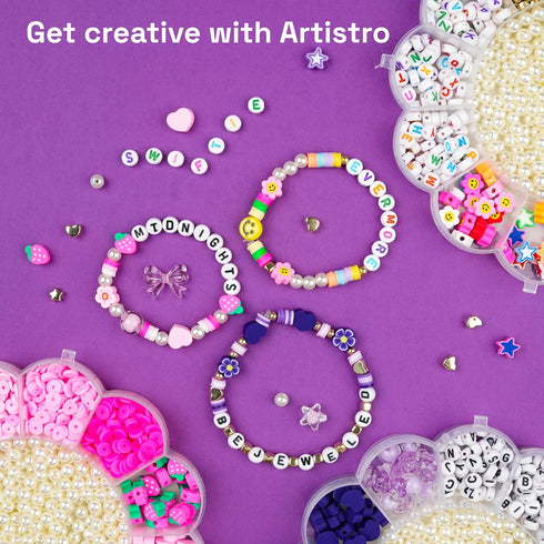 ARTISTRO 3000 pcs Bracelet Making Kit - Friendship Bracelet Kit for Jewelry Making with Pearl Beads, Clay Beads, Letters, Stars, Flowers, Hearts -...