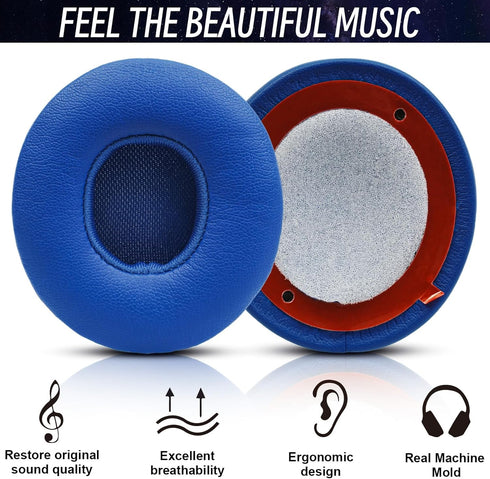 Replacement Ear pads for Beats Solo 3 Wireless Headphones & Beats Solo2 Headphones, Soft Protein Leather, Increase thickness (Blue)...
