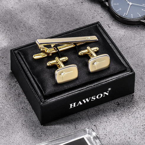 HAWSON 1.5/2inch Tie Clip for Men, Novelty Tie Clip for Men and Boys, Cufflinks and Tie Clip Set for Men...