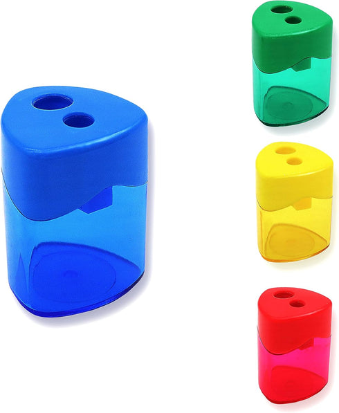 Sonuimy Pencil Sharpeners, 4 Pcs Pencil Sharpeners Manual,Dual Holes Compact Colored Handheld Pencil Sharpener for Kids with Lid Adults Students S...
