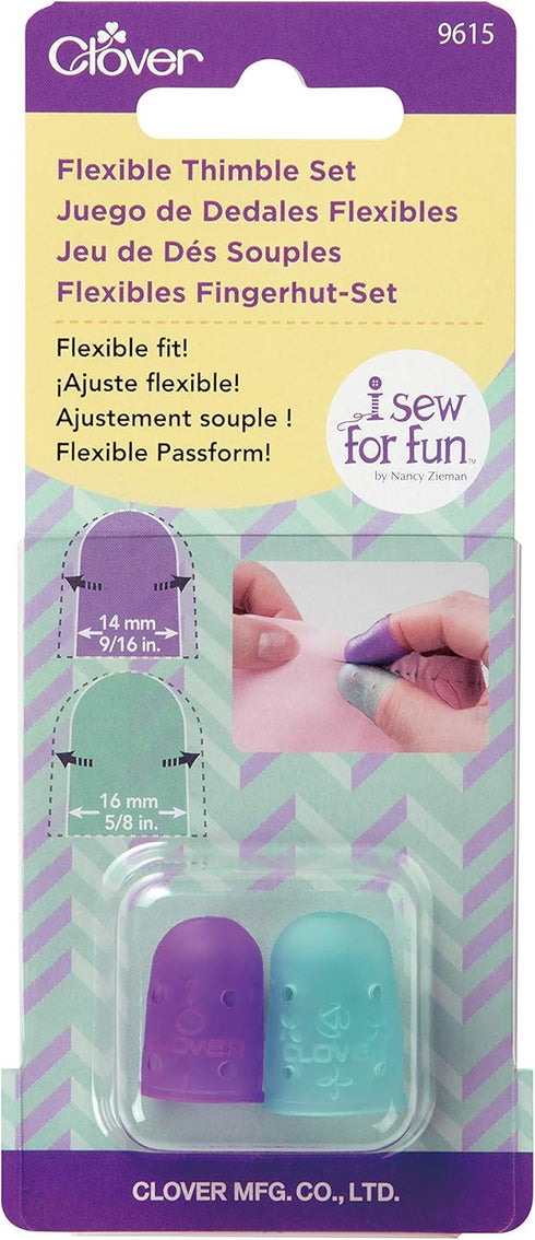 Clover I Sew for Fun Flexible Set Thimble, purple and blue 2...