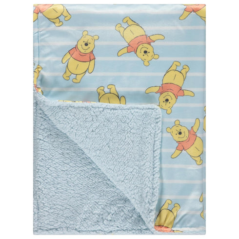 Disney Character Fuzzy Double Sided Mink and Sherpa Baby Blanket, Ultra-Soft and Plush Mink Sherpa Newborn Throw for Infants, Measures 30x40...