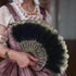 2 Pieces Feather Hand Fan Embroidered Flower Marabou 1920s Feather Fan Hand Folding Drag Queen for 20s Women Costume Party Dancing Photoshoot Wedd...