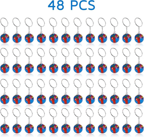PROLOSO 48 Pcs Globe Keychains Bulk for Kids World Planet Earth Theme Keyrings Toy 1 Inch...