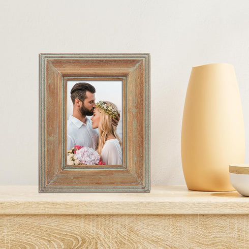 Lawrence Frames 4x6 Weathered Wood With Verdigris Wash Picture Frame (733146)...