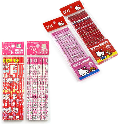 Sanrio Hello Kitty Pencil 8pcs Set School Supply Gift Stationery (Pink or Red)...