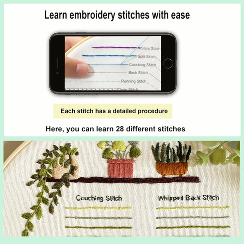 Myfilicity Embroidery Beginners Stitch Practice kit, 3 Embroidery Starter Kits, Learn 30 Different Stitching Techniques for Craft Enthusiasts to H...