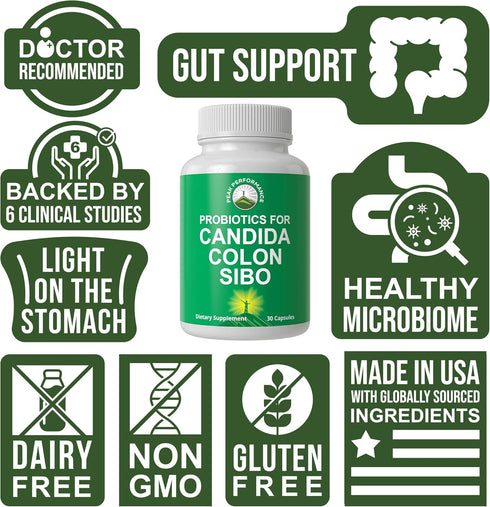 Probiotics for Candida, Colon Cleanse, IBS, and SIBO Support. Doctor Recommended Proprietary Microbiome Reset Probiotic Supplement. Gut Health and...