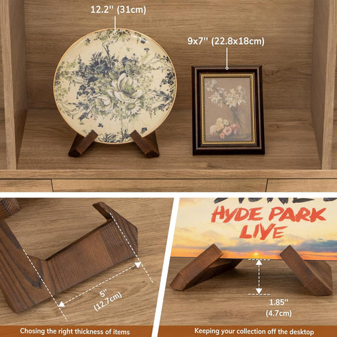 Plate Stand, 6.5 Inch Bowl Stands for Display, Wooden Easel Frame Holder, Display Stand for Large Deep Bowls Platters and Dishes, 6.5" H x 9" W x ...