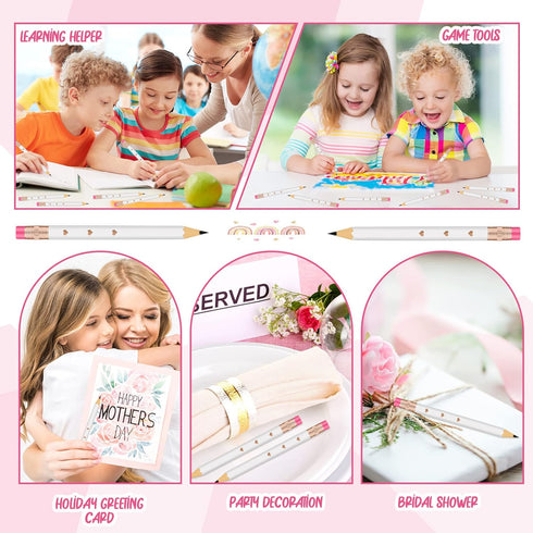 36 Pieces Bridal Shower Pencils Golf Pencils with Erasers Half Pencils Pre Sharpened 4 Inch Wedding Pencils 2 HB Mini Hexagon Pencils for Kids Bab...