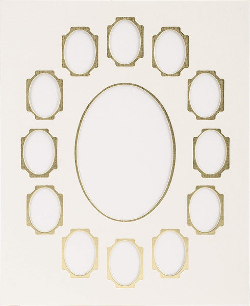 Photo Mat 11inX14in Double W/Multiple Openings-Ivory W/Gold...
