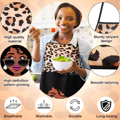 3 Pieces African Women Aprons Waterproof Black Girl Apron Adjustable African American Aprons Black Women Aprons Art Aprons Bib Mothers Day Gifts f...
