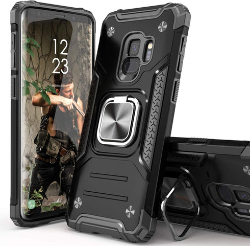 for Galaxy S9 Case,Hybrid Drop Test Cover with Car Mount Kickstand Slim Fit Protective Phone Case for Galaxy S9,Black...