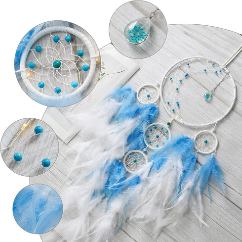 KHOYIME LED Light Up Dream Catcher Half Circle Moon Decor with Lights Handmade Feather Dreamcatchers for Bedroom Bohemian Home Decor Wedding Ornam...