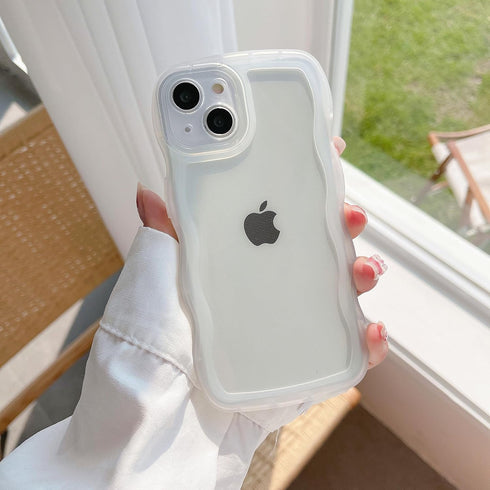 for iPhone 12 Case, Cute Kawaii Curly Wave Frame Shape Soft TPU Silicone Phone Case with iPhone 12, Shockproof Protective Phone Cover for Women Gi...