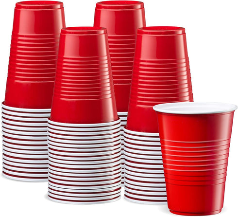 Comfy Package [50 Pack - 9 oz. Disposable Party Plastic Cups - Red Drinking Cups...