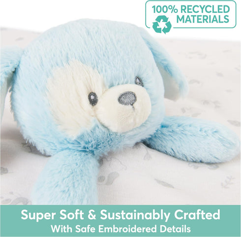 GUND Baby Sustainably Soft Puppy Lovey, Stuffed Animal Plush Blanket Made from 100% Recycled Materials, for Babies and Newborns, Blue/Cream, 10”...