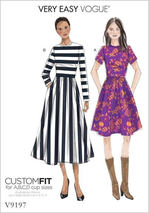 Vogue Patterns Misses' Jewel-Neck, Gathered-Skirt Dresses, Red...