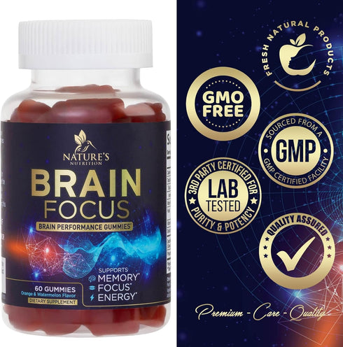 Brain Supplement for Memory & Focus, Nootropics for Concentration, Mental & Cognitive Support, Brain Vitamins with B6, B12, Phosphatidylserine, En...