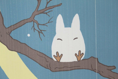 Studio Ghibli Totoro Noren Curtain Tapestry Winter Sky and Crescent Moon...