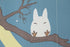 Studio Ghibli Totoro Noren Curtain Tapestry Winter Sky and Crescent Moon...