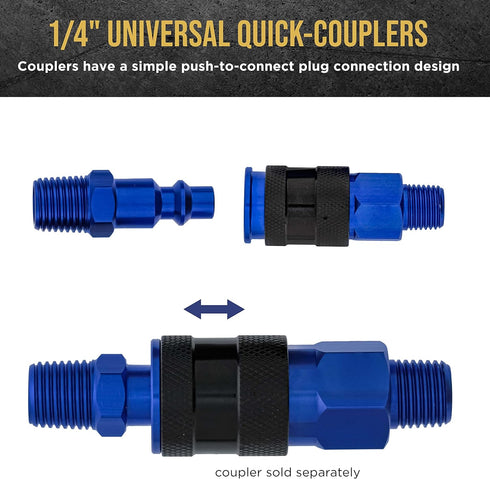 Master Elite Series 12 Piece Industrial I/M Type Plug Air Fittings Set with 1/4" NPT Male Threads - Attach to Quick-Connect Couplers, Hoses, Compr...