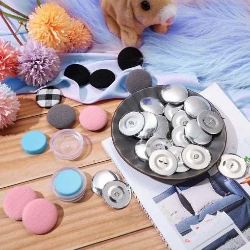 100 Sets Cover Buttons Kit with Tools Size Buttons to Cover Self Cover Buttons with Wire Backs DIY Fabric Cloth Cover Buttons (Size 60/1.5 Inch)...