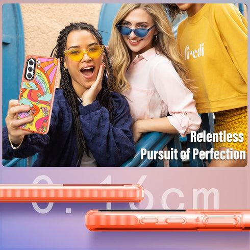 Toycamp for Samsung Galaxy S21 FE Case 5G, Cute Rainbow Sun River Flowers Cartoon Graffiti Print Design for Women Girls Boys Teens Colorful Art Ca...