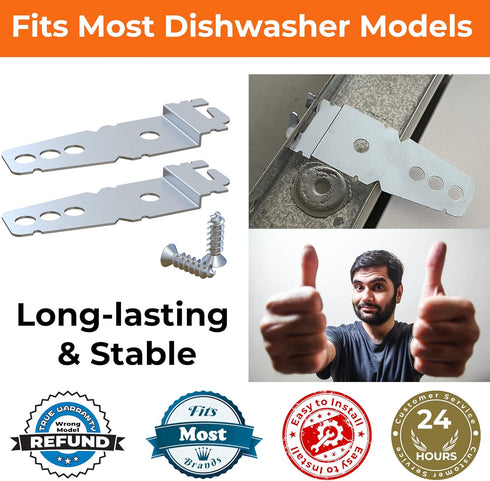 2 Pack Undercounter Dishwasher Mounting Bracket with Screws, Whirlpool - Compatible - Compare to 8269145 / WP8269145, Replacement for Whirlpool, Kenmore, Kitchenaid, Maytag, Amana etc