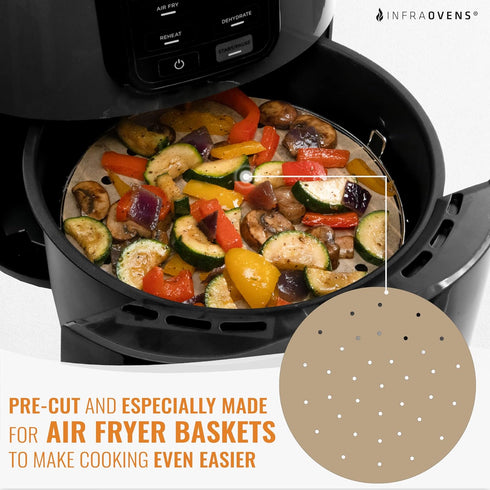Unbleached Air Fryer Parchment Paper Compatible with Chefman, Cozyna, Gourmia, Gowise + more - 6.7 inch Perforated Pre-Cut Round Paper Liner Sheet...
