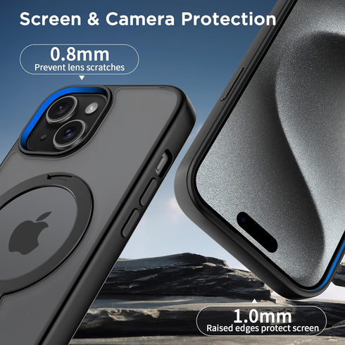 CACOE Magnetic Case for iPhone 15 6.1 inch with 360° Rotatable Ring Phone Stand,Compatible with MagSafe & Magnetic Car Phone Mount,iPhone 15 Cases...