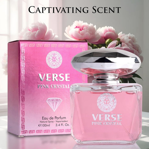 Verse Pink Crystal Eau De Parfum for Woman - Top Notes of Pomegranate, Yuzu & Iced Accord - Base Notes of Peony, Lotus, Magnolia, Amber, Musk & Ma...