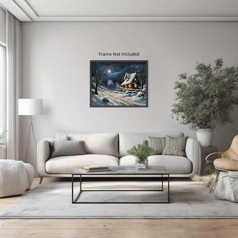 Posterizer 1 pcs-old farm house in snowy winter nature-in oil painting style-9-Landscape & Nature Art-Living Room Bedroom Decor- unframed wall art...