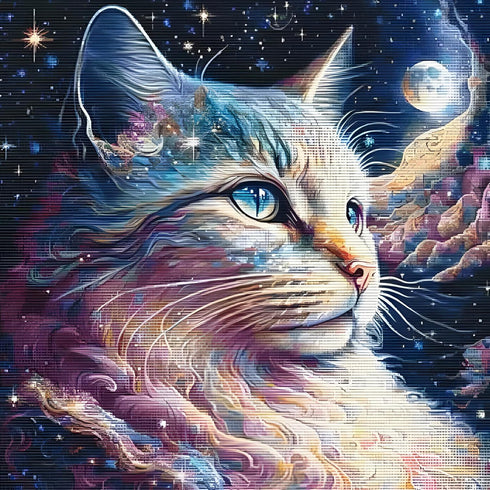 HEIBAGO Astro Cat Diamond Painting Kits for Adults, 5D DIY Cat Diamond Art Kits with Full Drill Gems, Premium Diamond Dots Set for Relaxation and ...