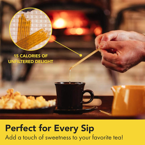 Homestead Honey Native Honey Sticks for Tea - 50-Pack Bulk Packets, Single Serve - Pure Wildflower Honey Straws - Easy-to-Open Honeycomb Stir Stic...