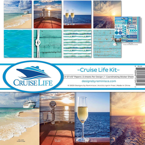 Reminisce Cruise Life Scrapbook Collection Kit Paper Crafts, Multi Color Palette 12x12 inches...