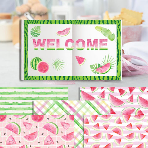 24 Sheets Watermelon Scrapbook Paper, 12 Designs Watermelon Craft Paper Double-Sided Papermania Folded Flat for Summer Card Making Scrapbook Photo...