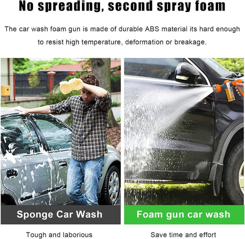 Car Wash Nozzle, High Pressure Water Garden Hose Nozzle with 8 Watering Patterns, Foam Sprayer with Soap Dispenser Bottle for Car Washing, Waterin...