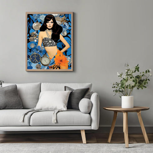 Posterizer 1 pcs-vintage woman with dimaons collage-Retro Art-Abstract & Modern Art-Gift for Art Lovers- UNFRAMED Wall Art...