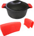 Silicone Hot Handle Holder (2-Pack) for Cast Iron Woks, Pots, Dutch Ovens, Small Skillets, Assist Handle, Oven Trays, Plates - Potholders - Red...