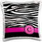 3dRose pc_154274_1 Letter C Monogrammed Black and White Zebra Stripes Animal Print with Hot Pink Personalized Initial Pillow Case, 16" x 16"...