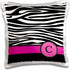 3dRose pc_154274_1 Letter C Monogrammed Black and White Zebra Stripes Animal Print with Hot Pink Personalized Initial Pillow Case, 16" x 16"...