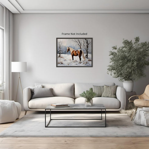 Posterizer 1 pcs-majestic horse in snowy winter scene-oil painting style-6-Art for Animal Lovers-Landscape & Nature Art-Decor for Home & Office- u...