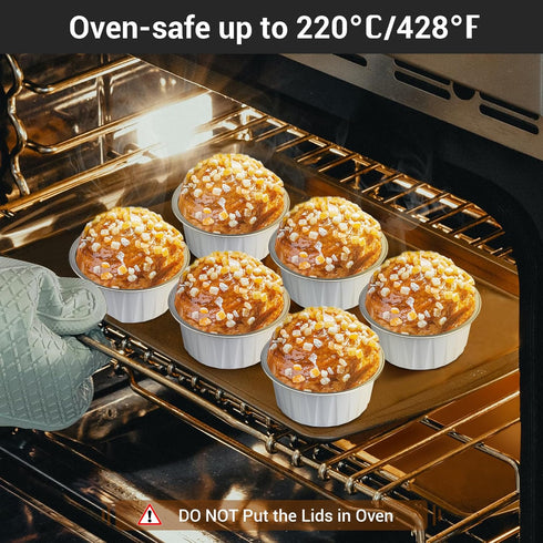 EUSOAR Dessert Cups with Lids, 25pcs 5oz Disposable Ramekins Baking Cups, Cupcake Liners Aluminum Foil Mini Cheesecake Creme Brulee Ramekins Conta...