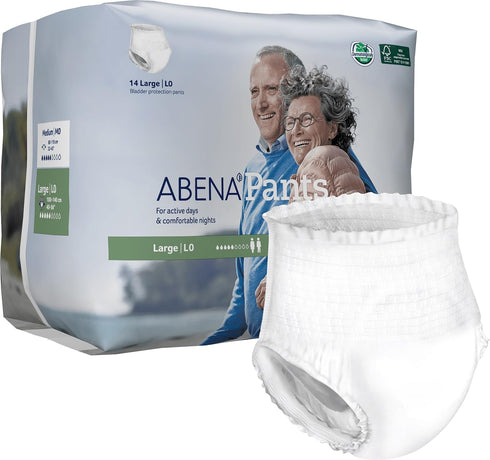 Abena Pants Light Premium Protective Underwear, Level 0, (Medium To Large Sizes) Large, 14 Count...