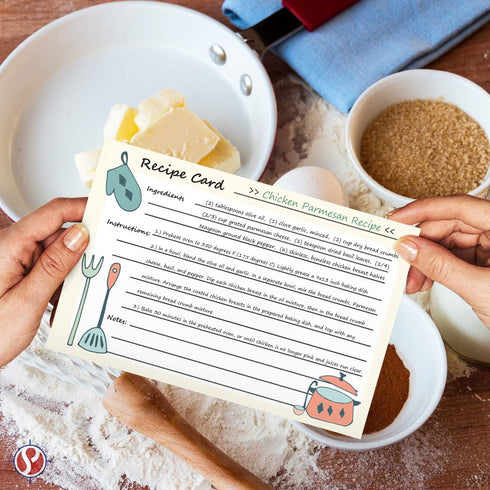 Premium Homey Kitchen Recipe Cards – Double Sided | Printed Thick and Sturdy 100Lb Cover Stock | 4" x 6" | 50 per Pack...