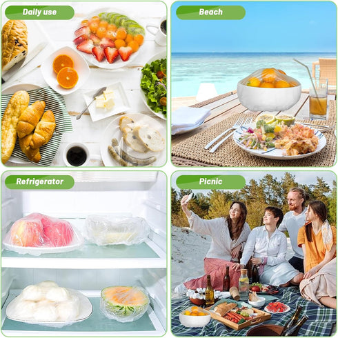 300Pcs Reusable Elastic Food Bowl Storage Covers, Sublaga Bowl Covers, Dish Plate Covers, Alternative to foil, Plastic Wrap,BPA Free...