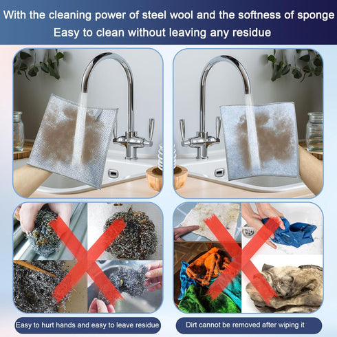 2024 New Non-Scratch Wire Dishcloth, Multipurpose Wire Dishwashing Rag for Wet and Dry, Wire Miracle Cleaning Cloths, Suitable for Kitchen Supplie...