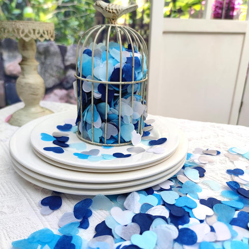 Blue Silver Tissue Paper Heart Confetti Wedding Engagement Bridal Shower Decor Table scatter 1 Inch Pack of 6000...